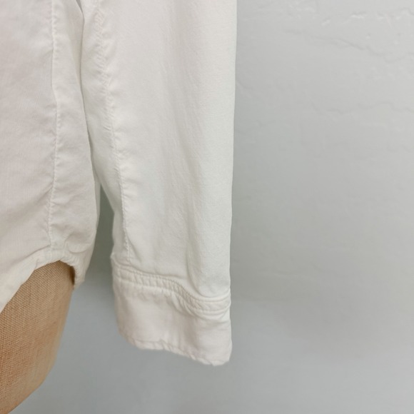 Cloth & Stone White Tencel Button Front Shirt Relaxed Pocket Top L - Picture 6 of 11